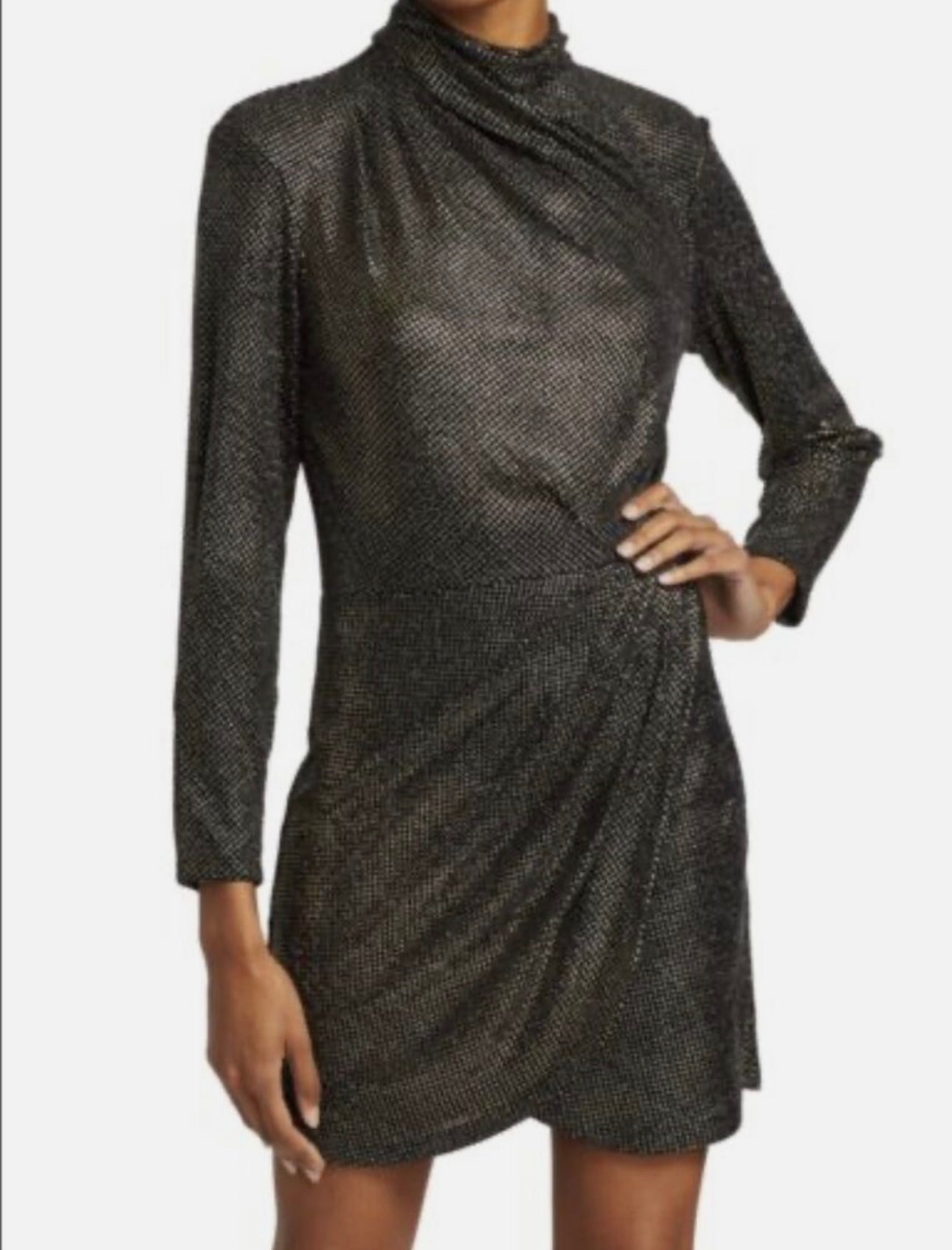 Iro Paris Rasile Turtleneck Metallic Dress Black Gold