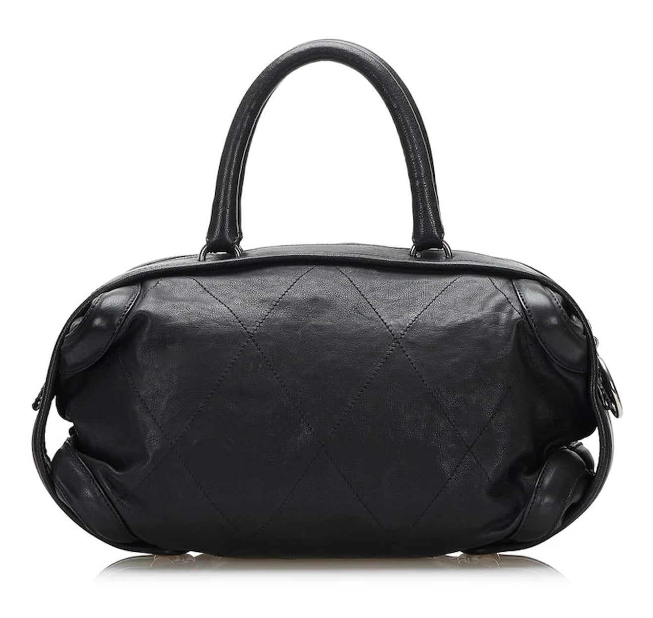 Chanel - Preloved Wild Stitch Leather Bowler Bag Black