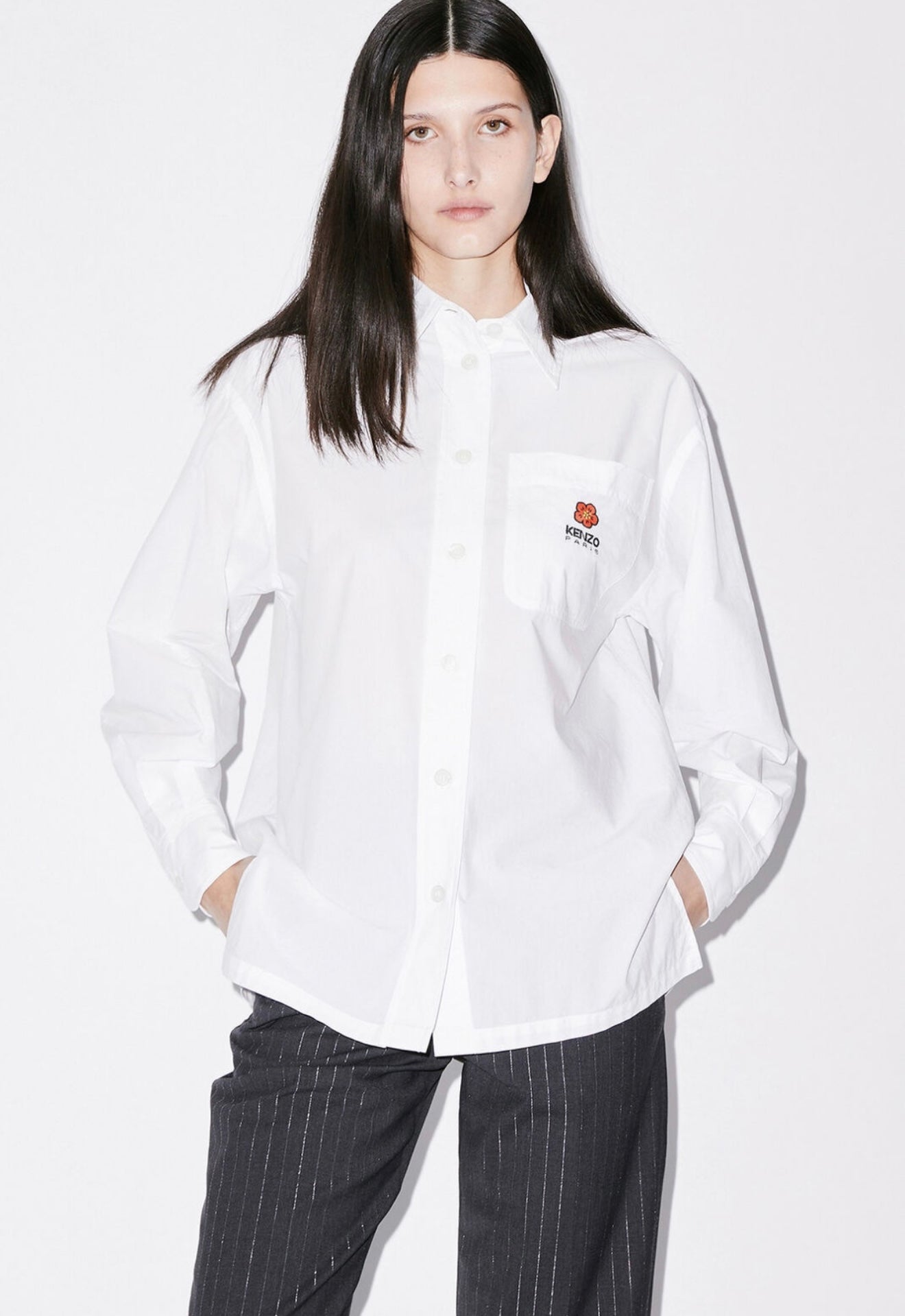 Kenzo Paris White Button-Up Blouse