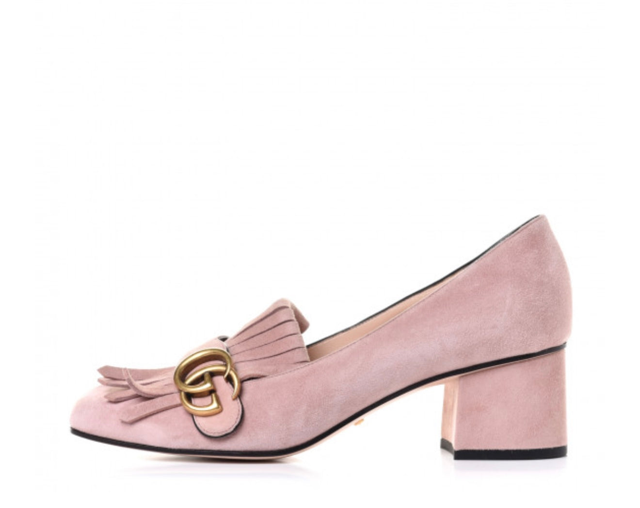 Gucci GG Marmont Fringe Mid Heel Heel Pumps Pink