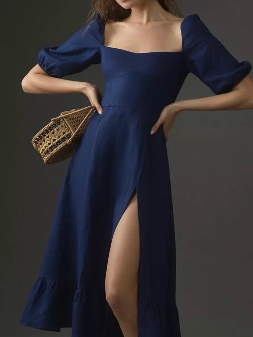 REFORMATION blue linen dress