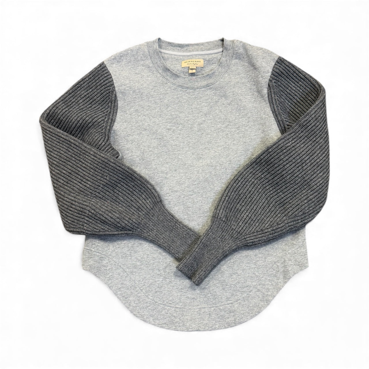 Burberry London Grey Sweatshirt with Wool Sleeves