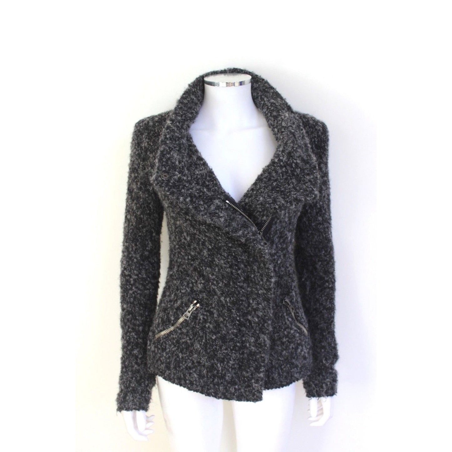 Isabel Marant Bouclé Charcoal Zip Coat