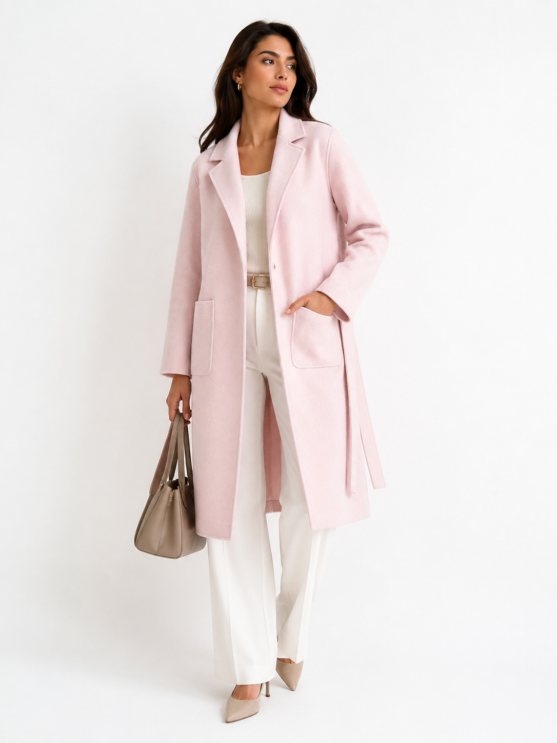 GENERATION LOVE light pink grayson wool coat NWT with belt