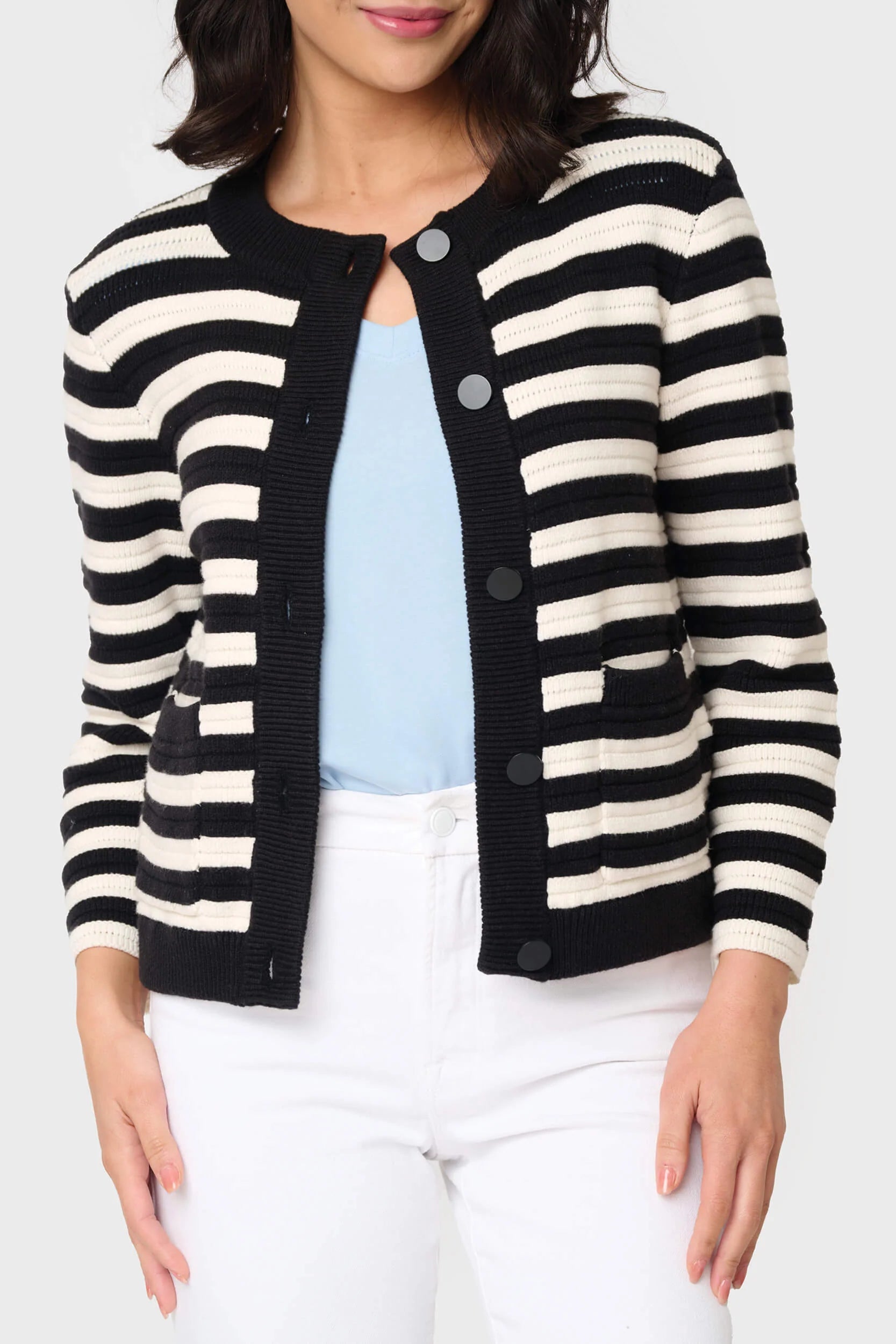 SANCTUARY black/white stripe cardigan