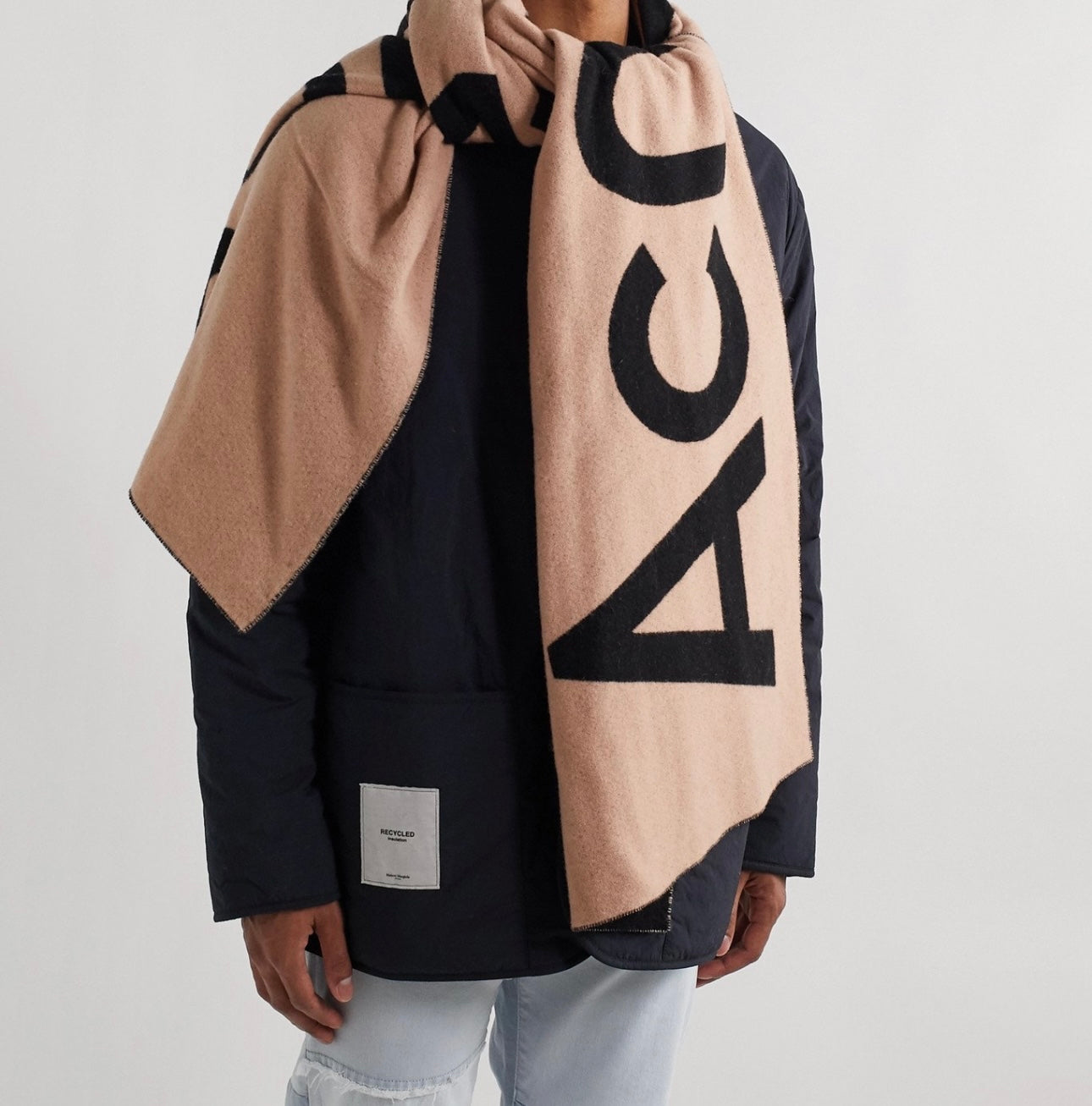 ACNE STUDIOS -  Pink and Black Logo Scarf