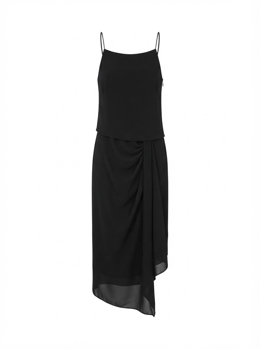 ZIMMERMANN black dress with thin straps and rouched waist