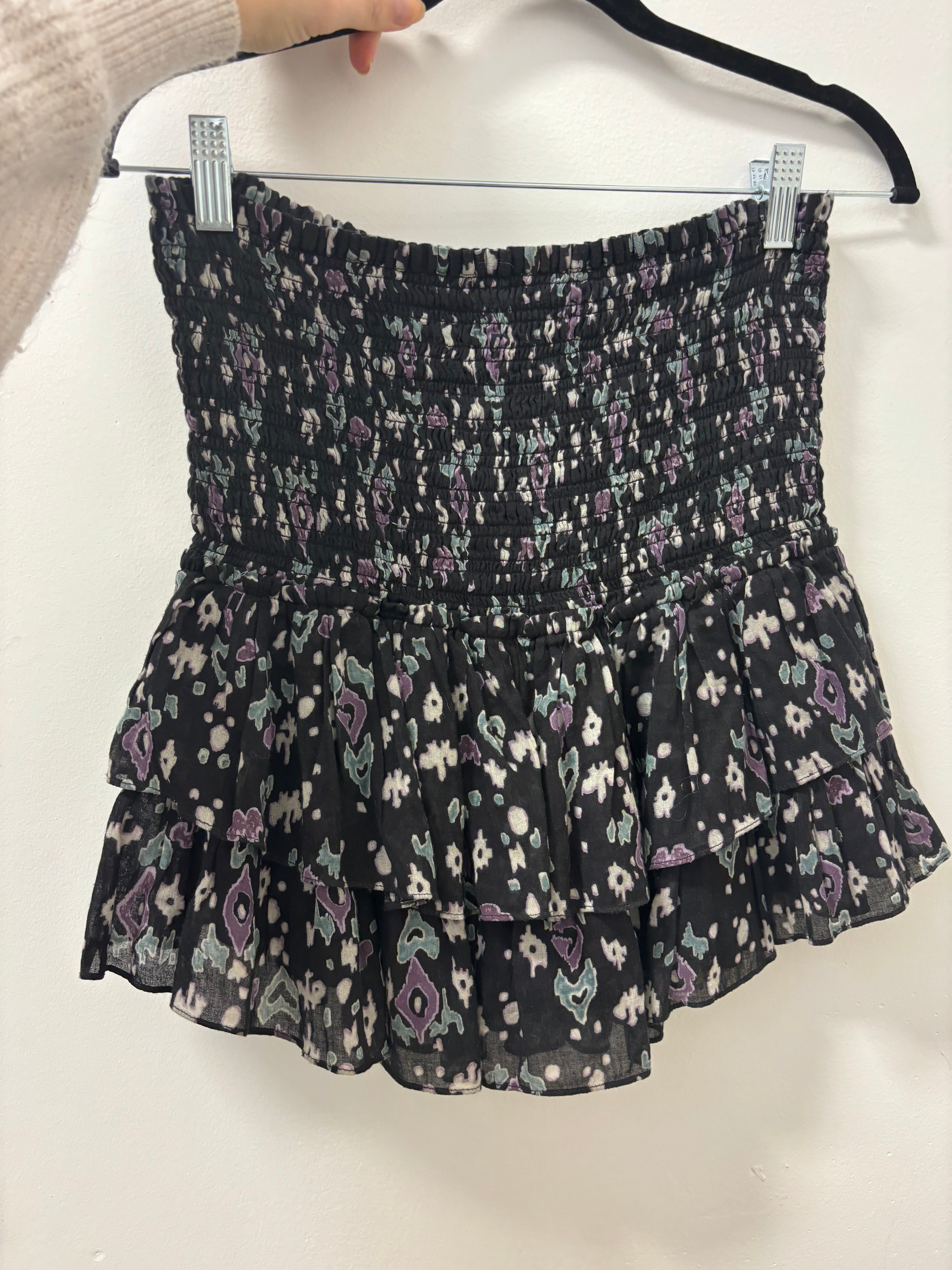 ISABEL MARANT Etoile Naomi Mini Skirt in Black Multicolour Floral