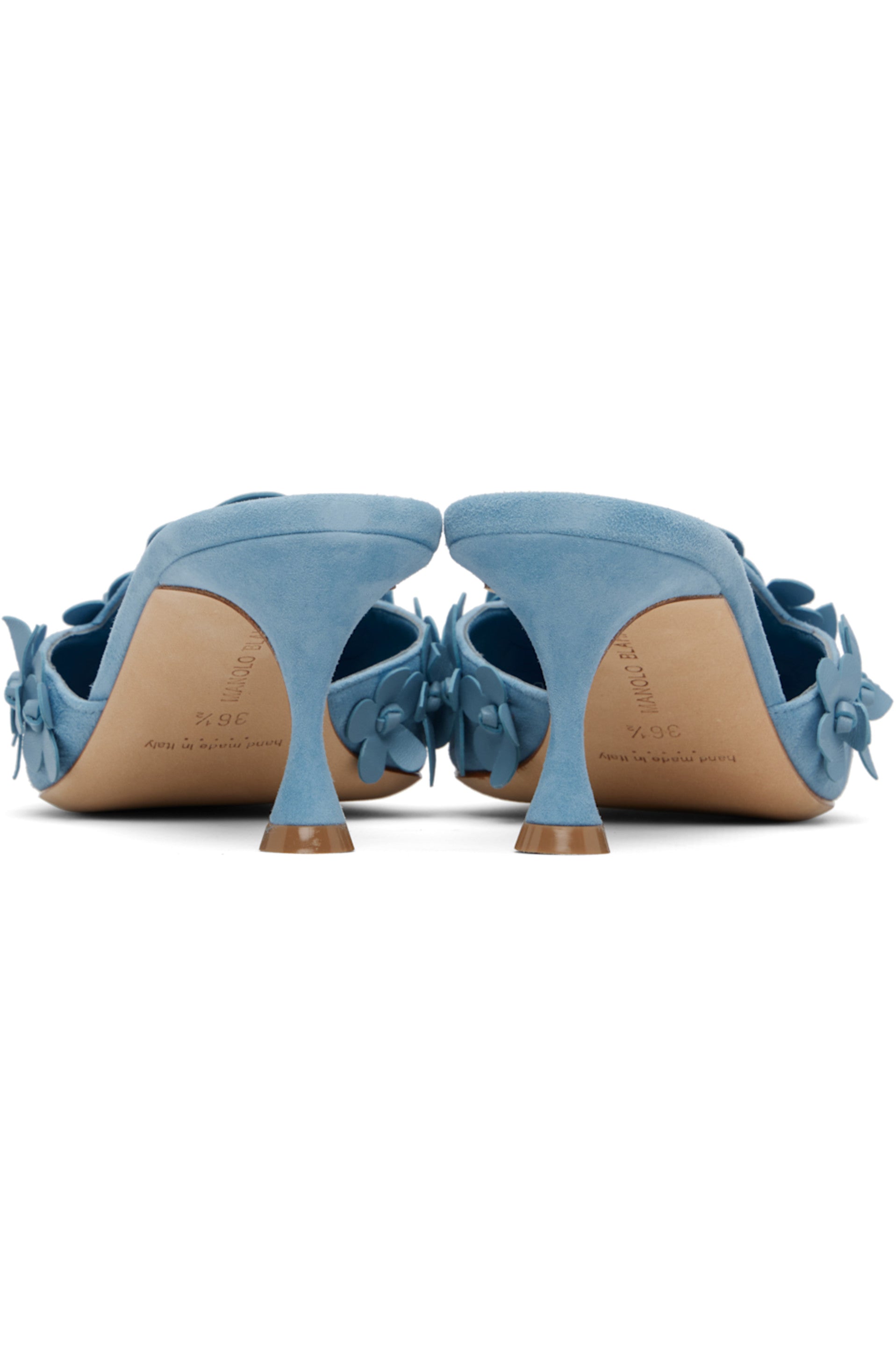 MANOLO BLAHNIK blue harnes mules
