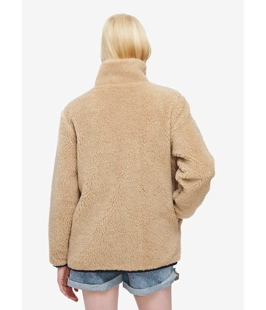ANINE BING faux shearling and leather zip jacket