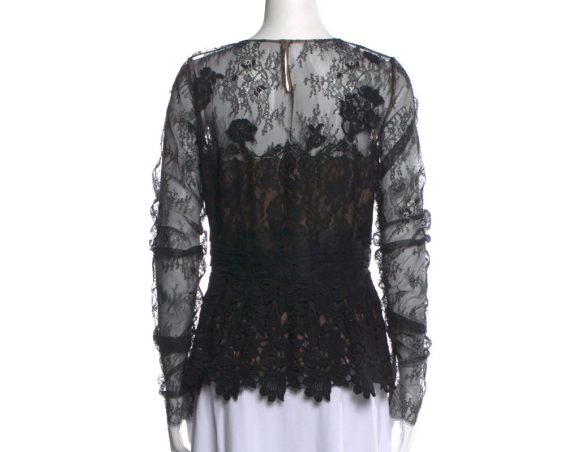 Oscar De La Renta Lace Bustier Blouse