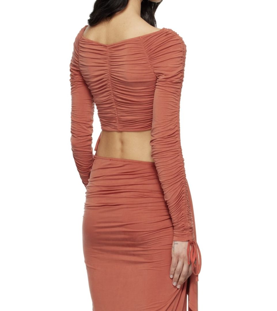 Balmain Burnt Orange Set, Long Sleeve and Skirt, XS