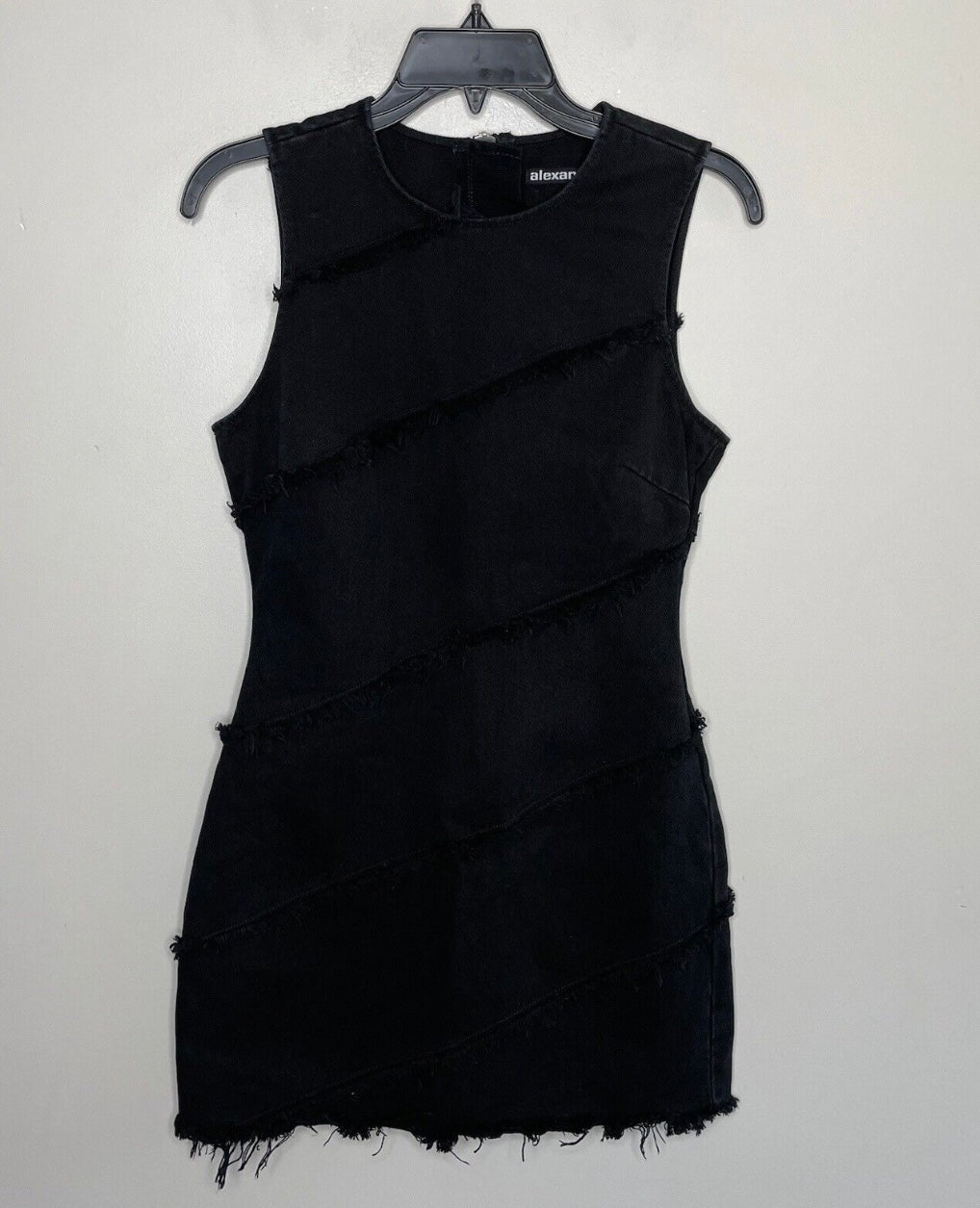 Alexander Wang Black Denim Diagonal Seamed Dress