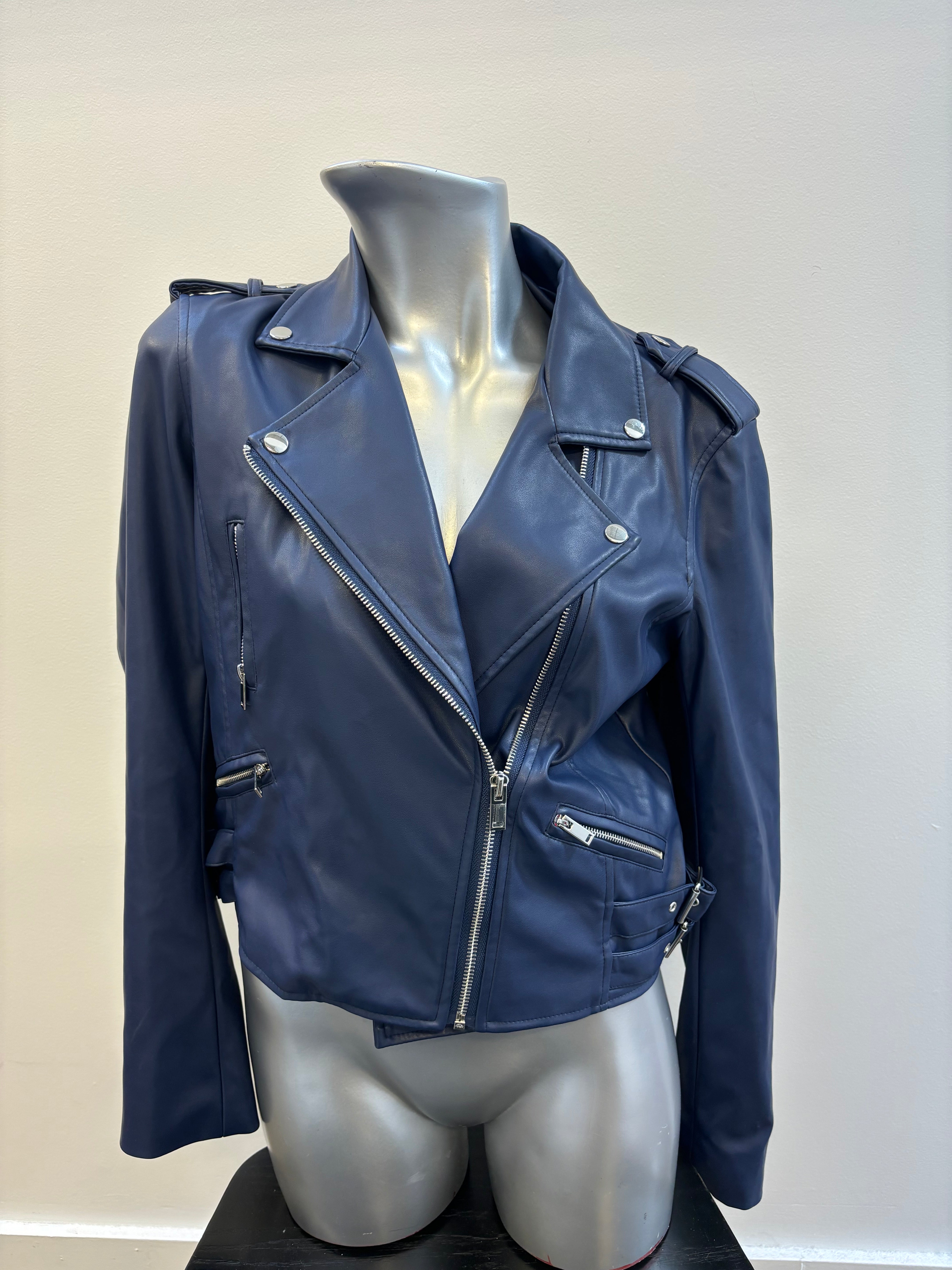 GENERATION LOVE navy faux leather jacket