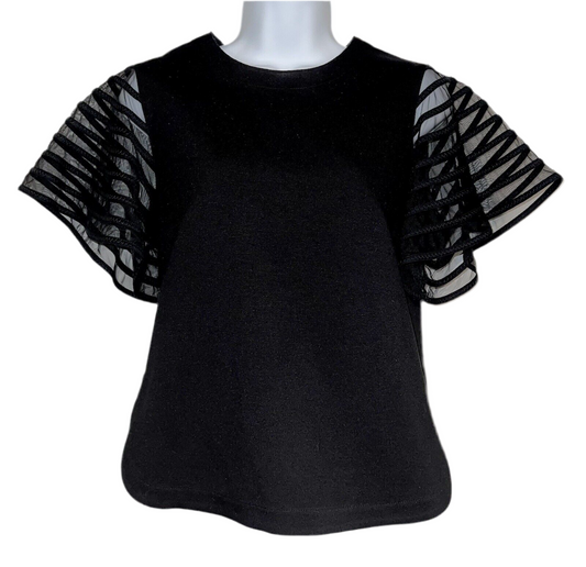 AKRIS PUNTO short sleeve blouse with mesh sleeves