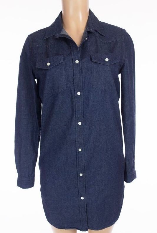ACNE dark blue denim pop classics button up pocket shirt