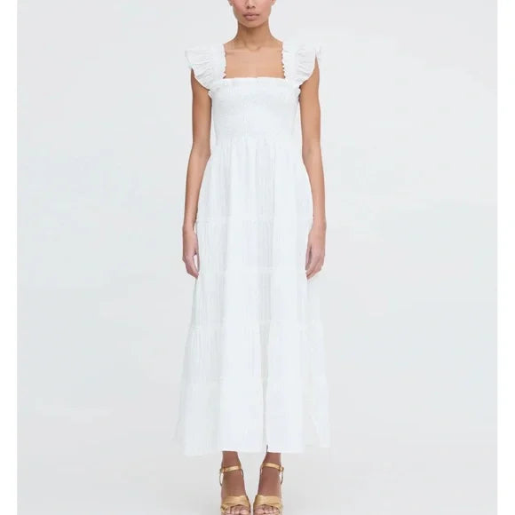 HILLHOUSE the nap dress white with polka dots/white swiss dots