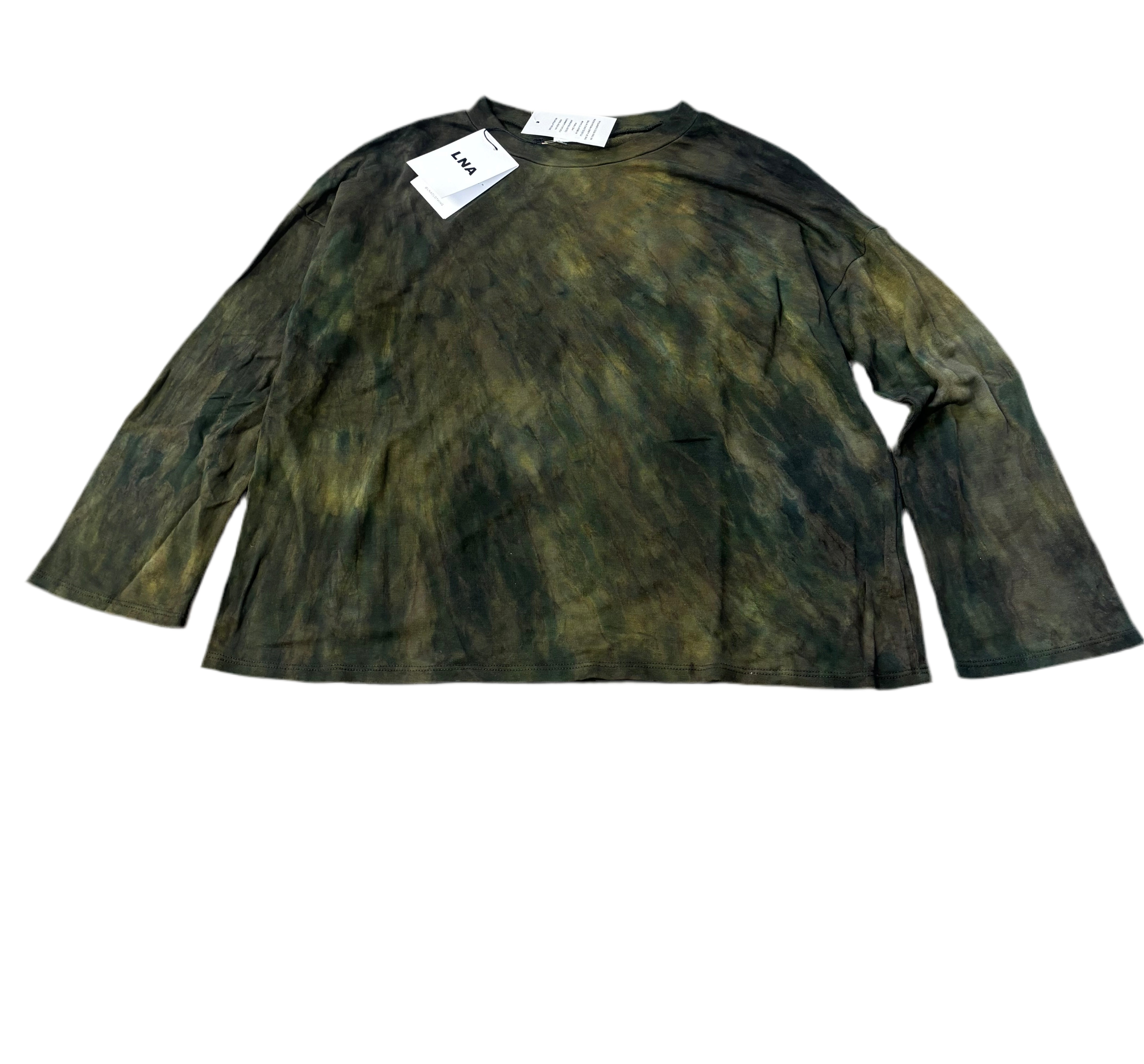 LNA NWT green/black army tie dye longsleeve