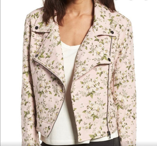 BLANKNYC Pink Floral Moto Zip Jacket