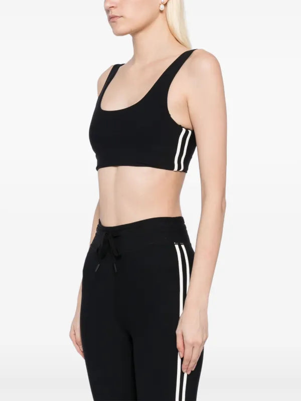 THE UPSIDE  black with white stripe sports bra and leggings with drawstring