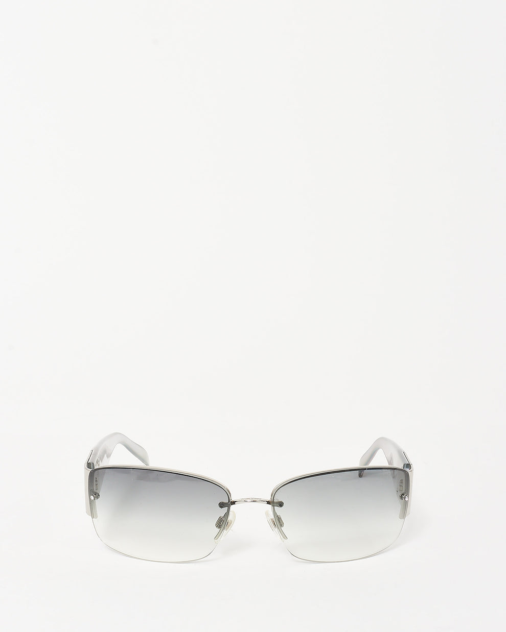 CHANEL clear lense glasses with iridescent arms and sequin logo