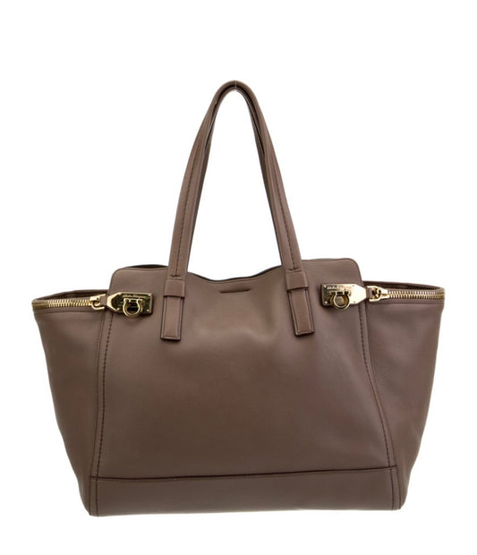 SALVATORE FERRAGAMO brown leather shoulder bag