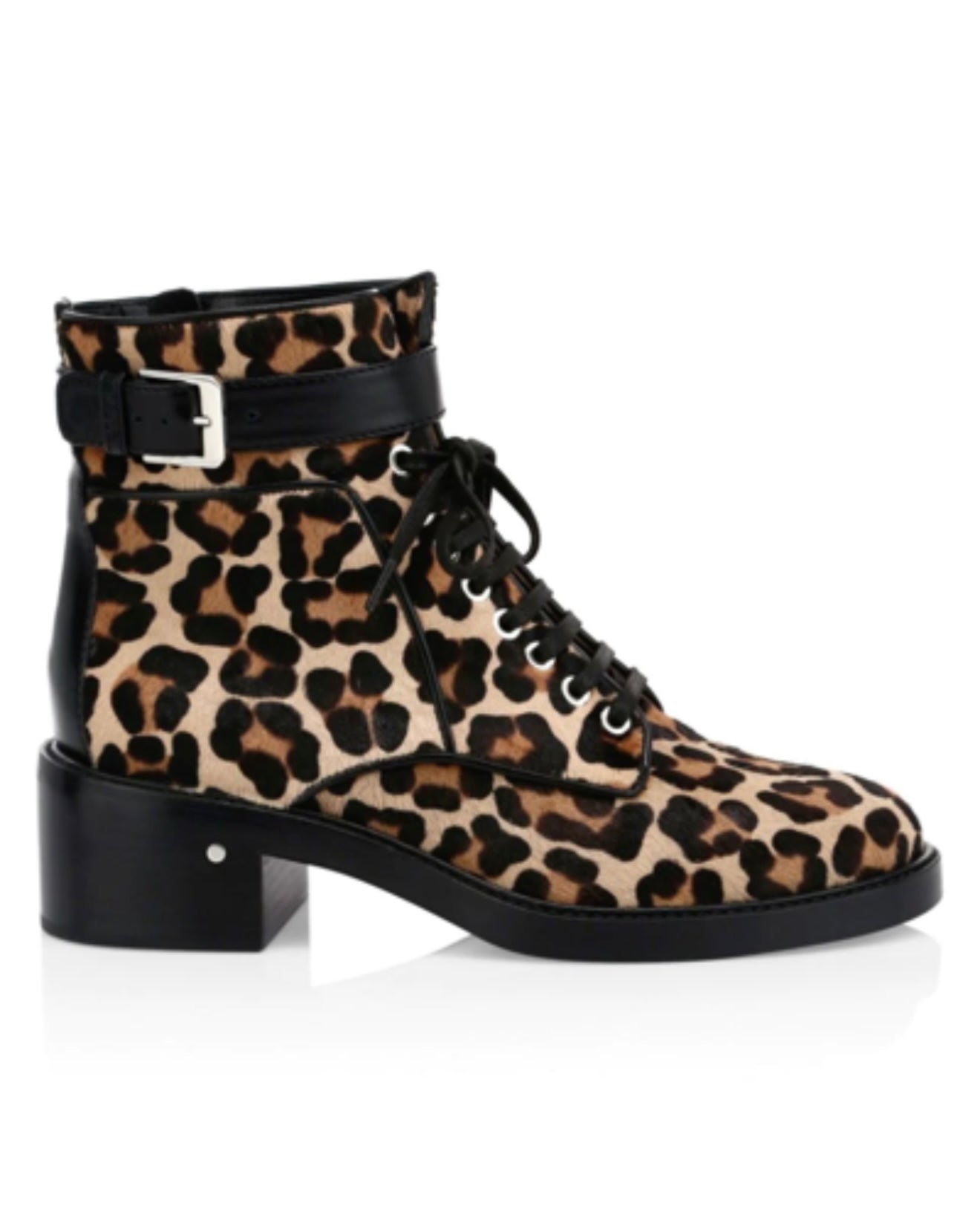 LAURENCE DACADE
Solene Leopard-print Calf Hair Combat Boots In Black