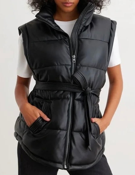 DYNAMITE tie faux leather vest