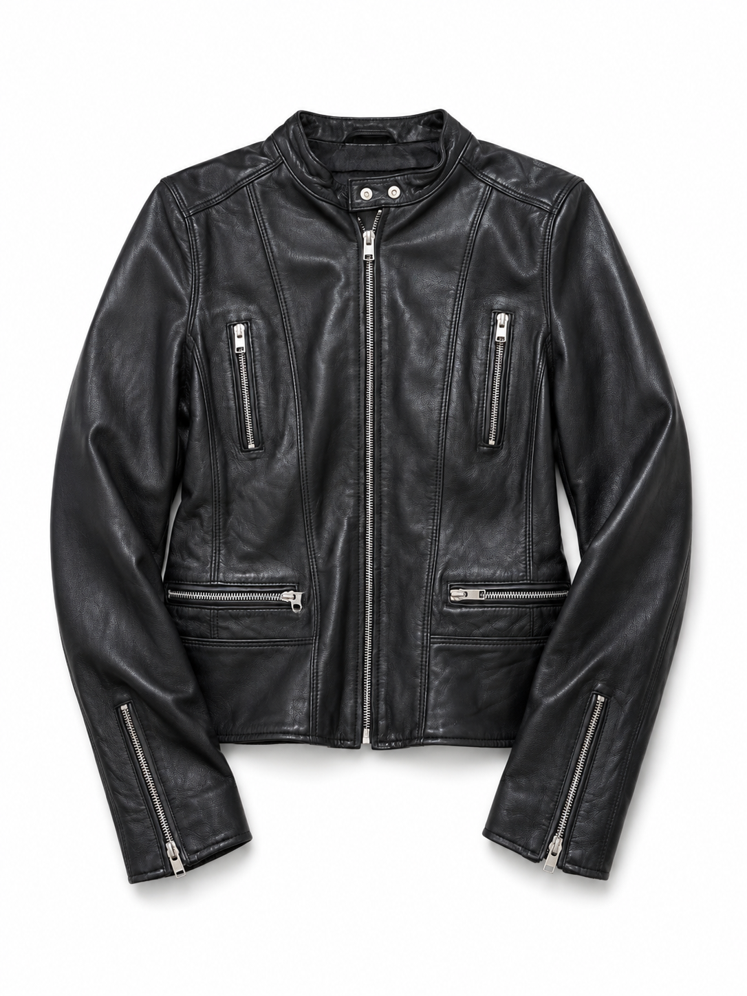 Lamarque Black Leather Moto Jacket