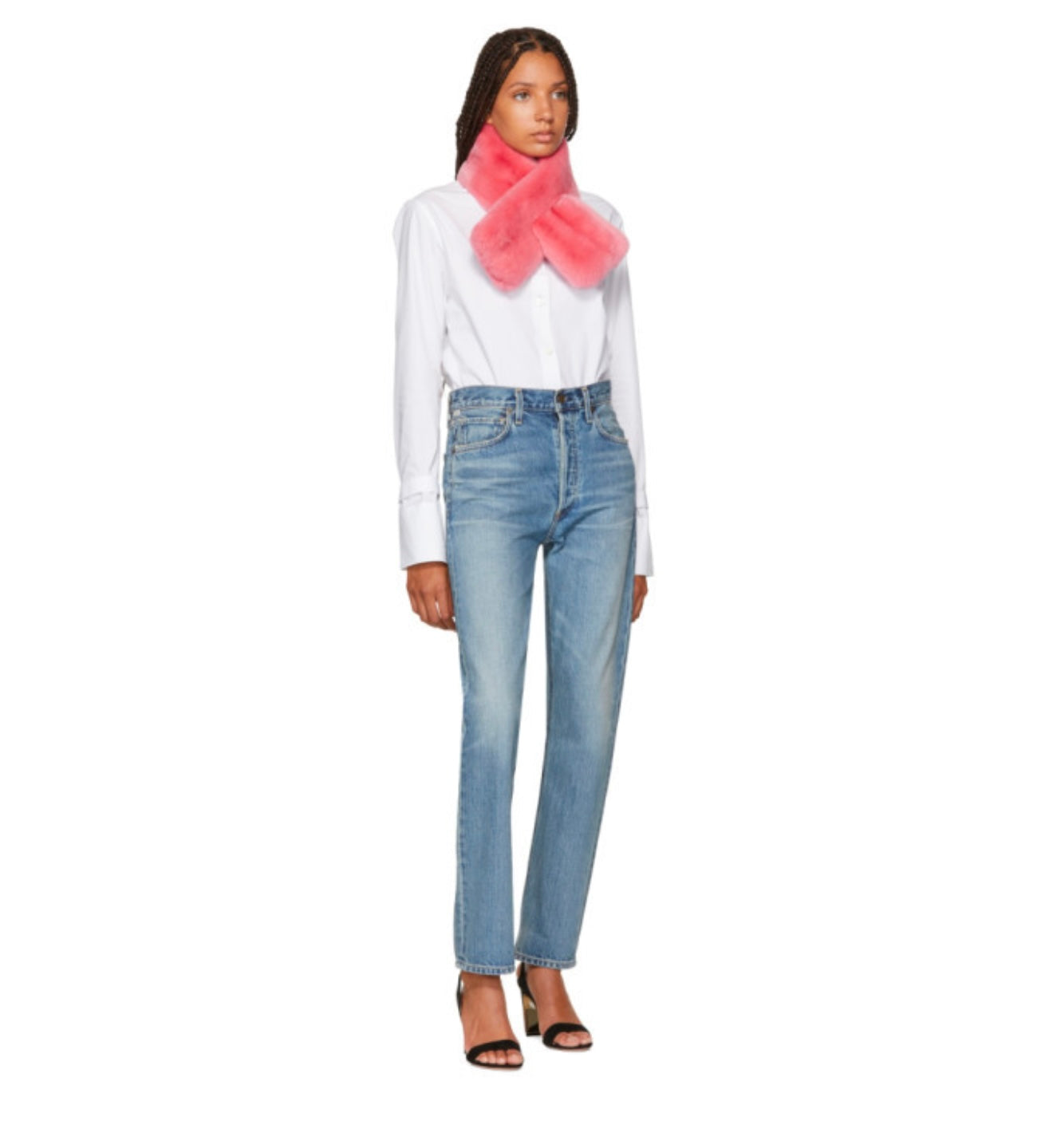 Yves Salomon - Rex Rabbit Pink Fur Scarf