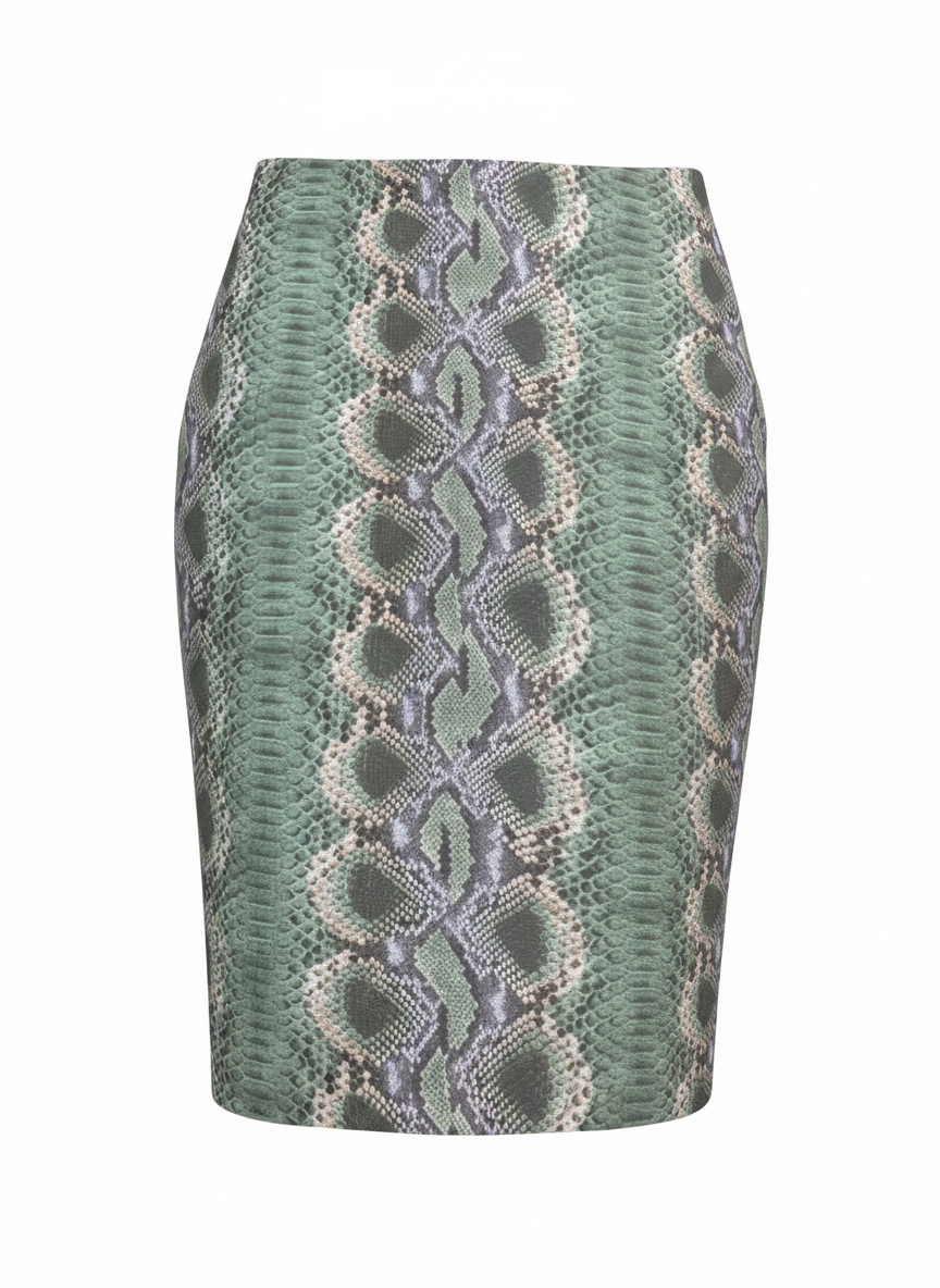 Ermanno Scervino Green Snake Print Pencil Skirt