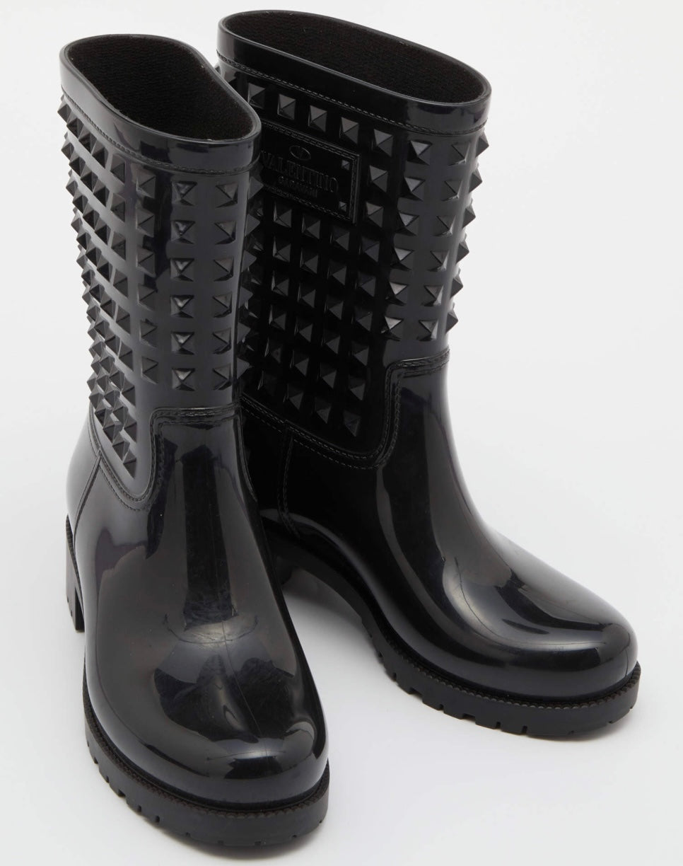 Valentino
Valentino Black Rubber Rockstud Rain Boots Size 37