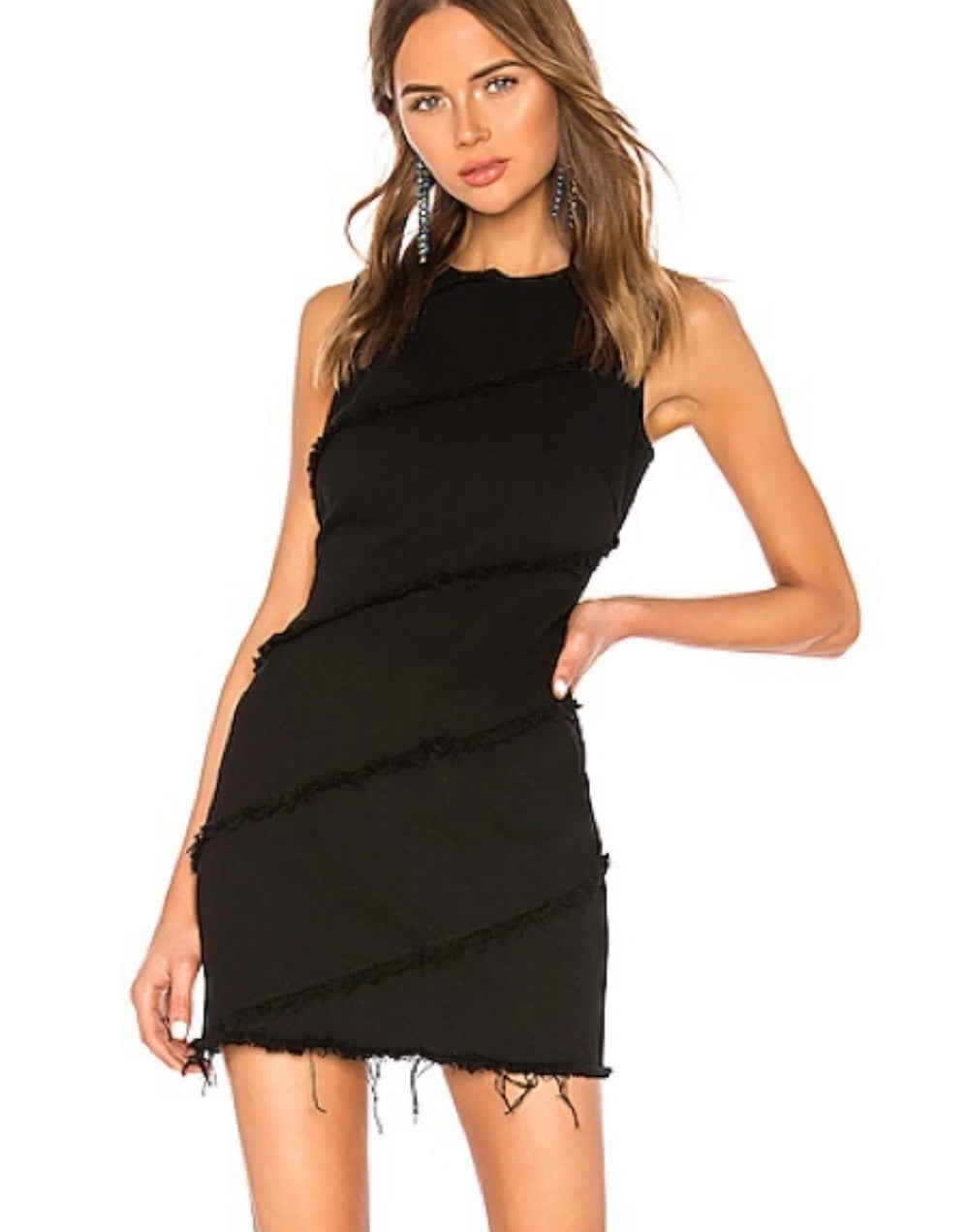 Alexander Wang Black Denim Diagonal Seamed Dress