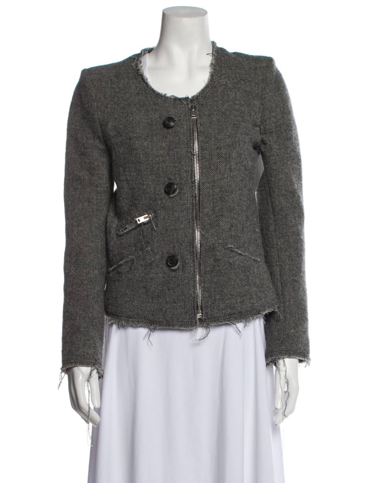 IRO - GREY TWEED ZIP JACKET