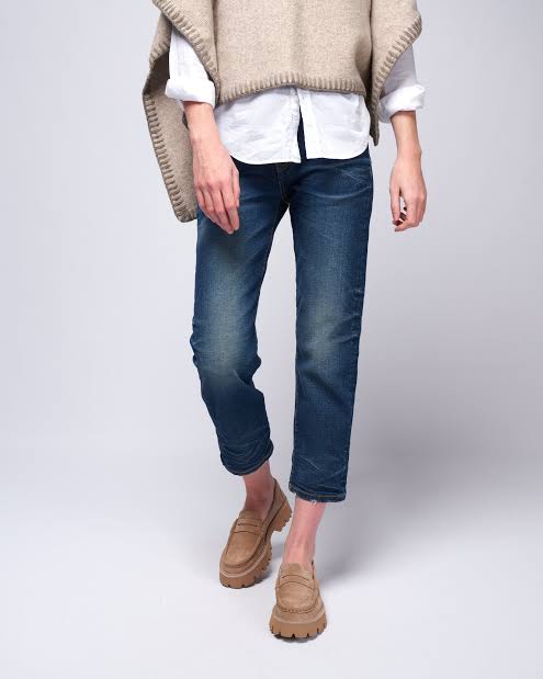 R13 Boy Straight cropped* Jeans, shade Lily Blue