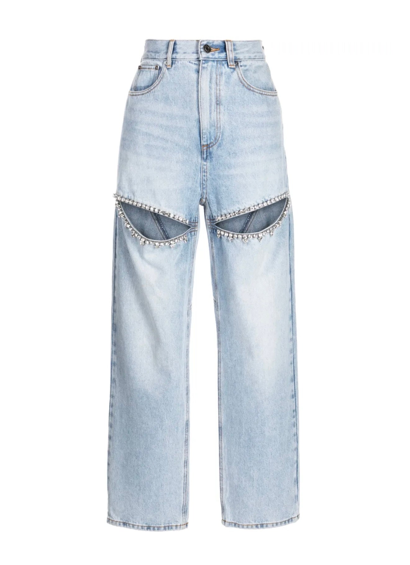 AREA crystal-embellished straight-leg jeans, 28