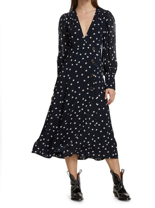 Ganni Polka Dot Wrap Dress
