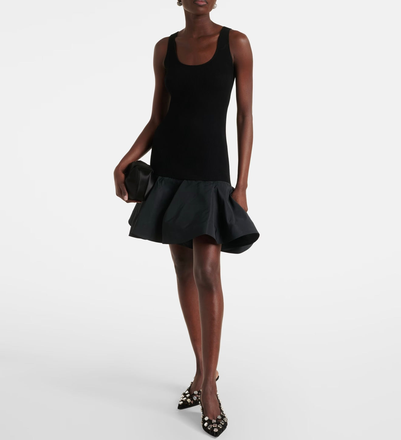 Nina Ricci Peplum Cotton-Blend Midi Dress