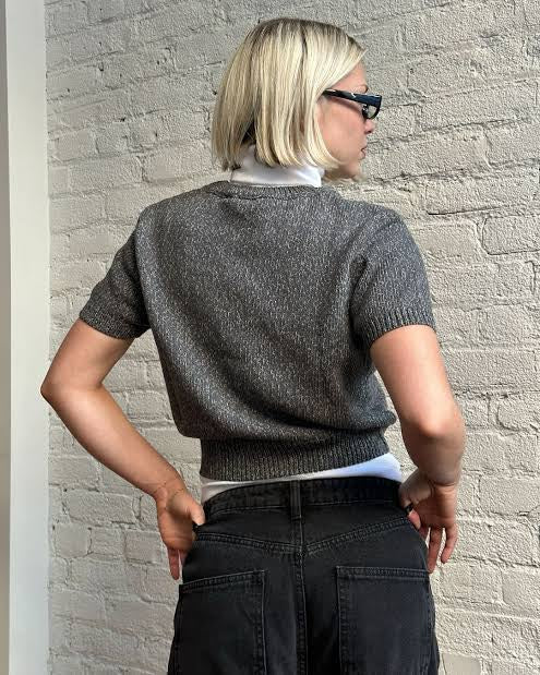 KOTN WOMEN'S ORMAN KNIT CREW IN DARK DUST MIX NWT