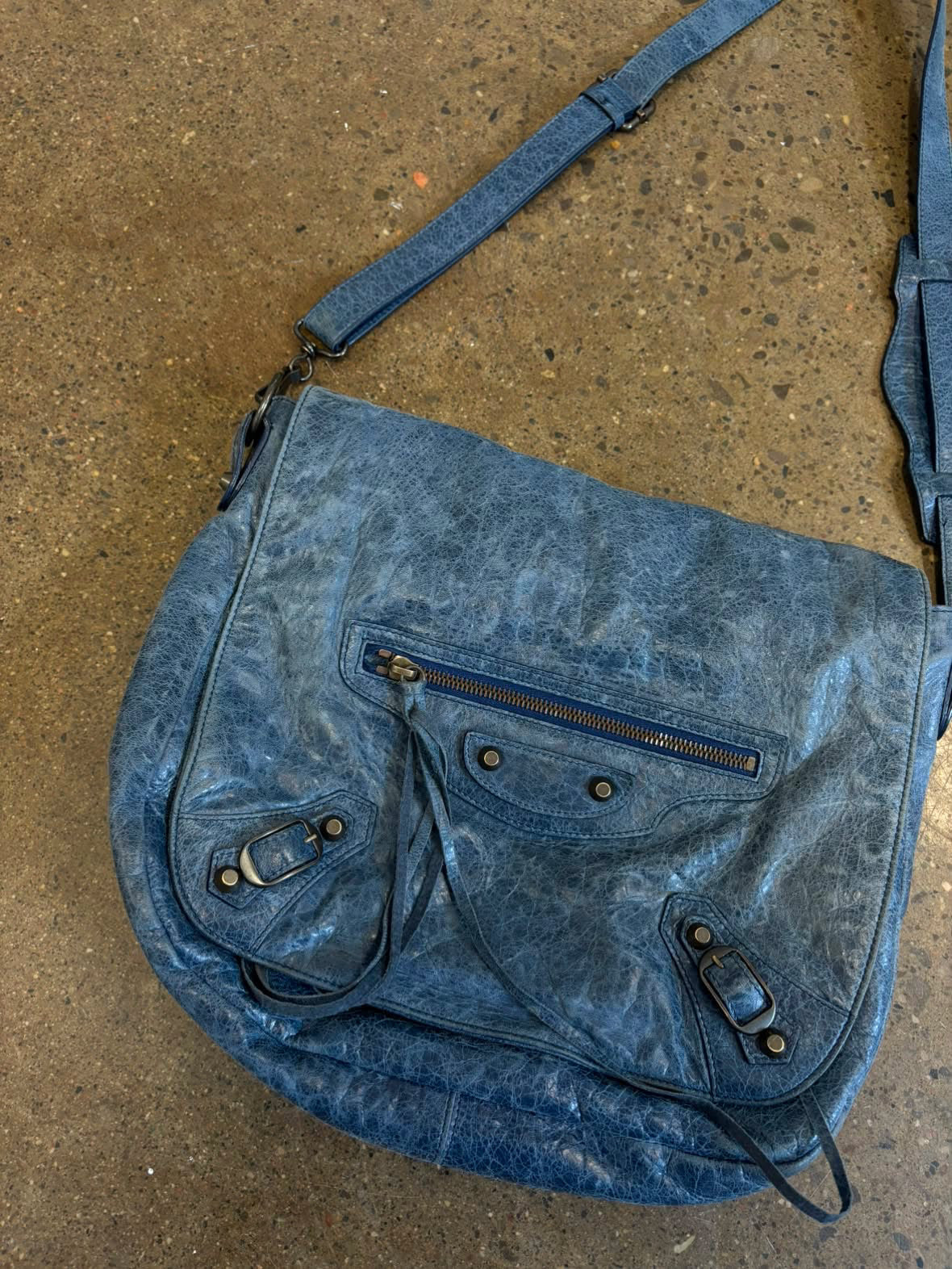 BALENCIAGA blue motocross classic day hobo