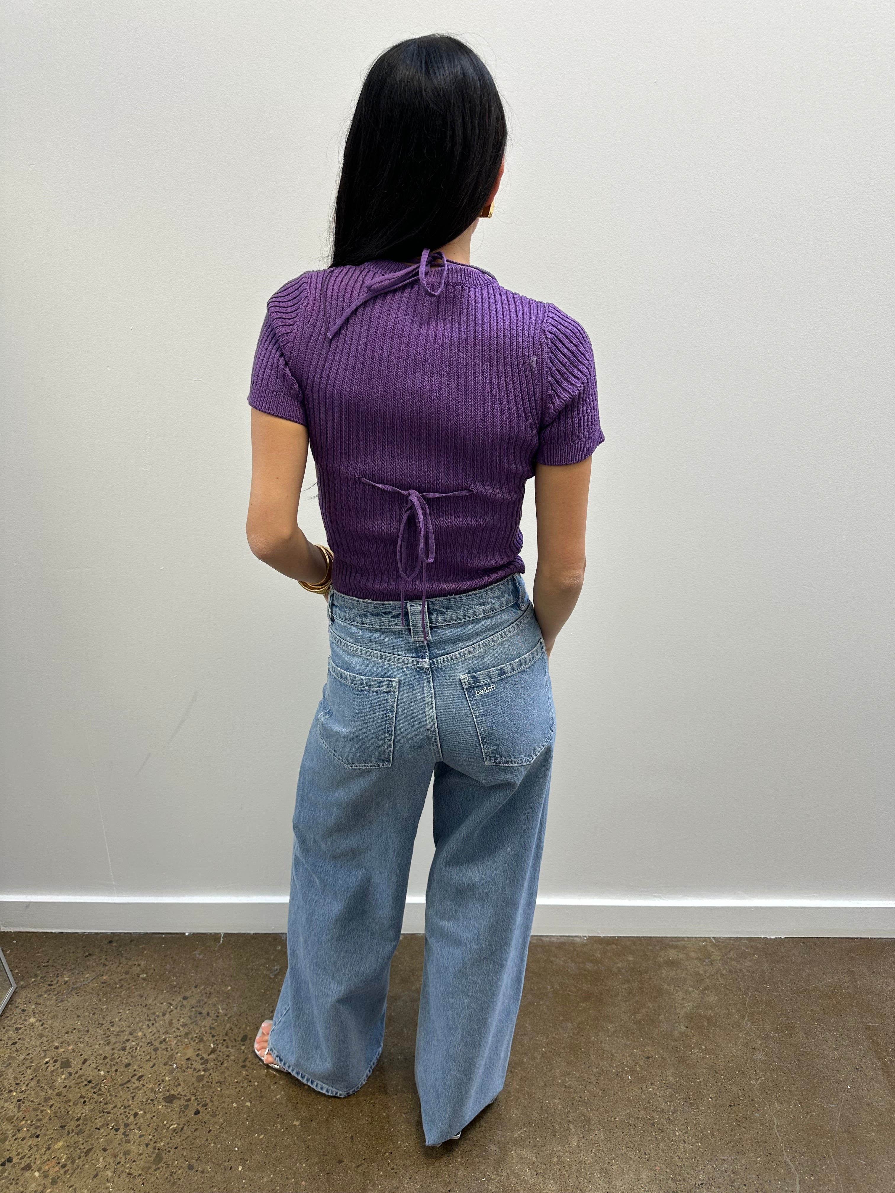 JACQUEMUS- PURPLE KNIT BIKINI TOP