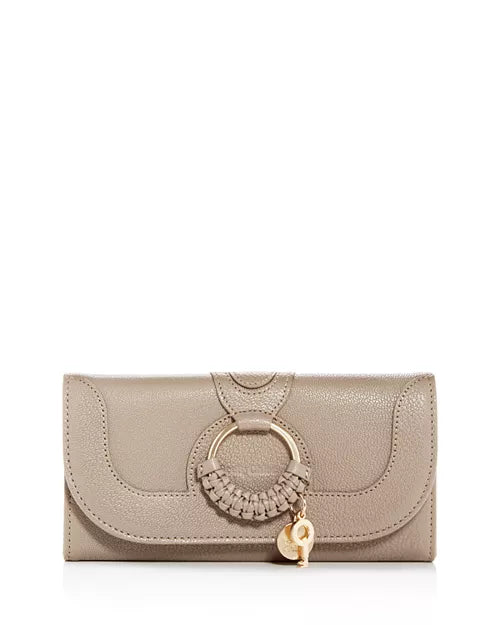 SEE BY CHLOE taupe leather wallet with circle ring and key charm