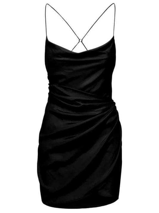 GAUGE81 
Shiroi' Mini Dress With Draped Neckline In Silk - Black