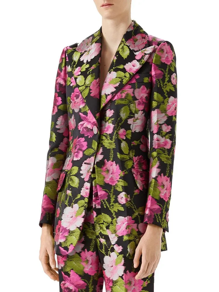 GUCCI RUNWAY green/purple floral print suit jacket