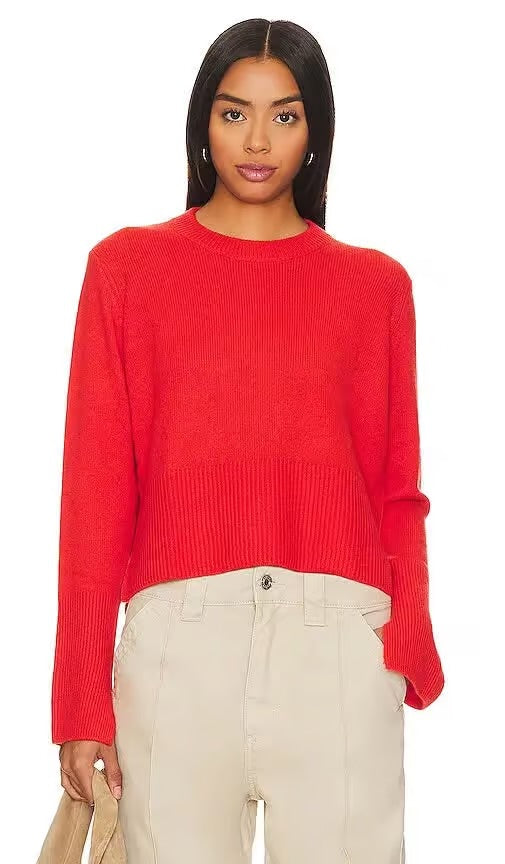 AUTUMN CASHMERE knit orange turtleneck crop sweater