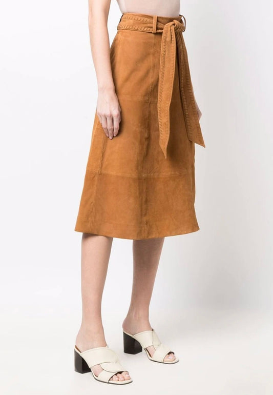 BA&SH suede midi skirt with belt