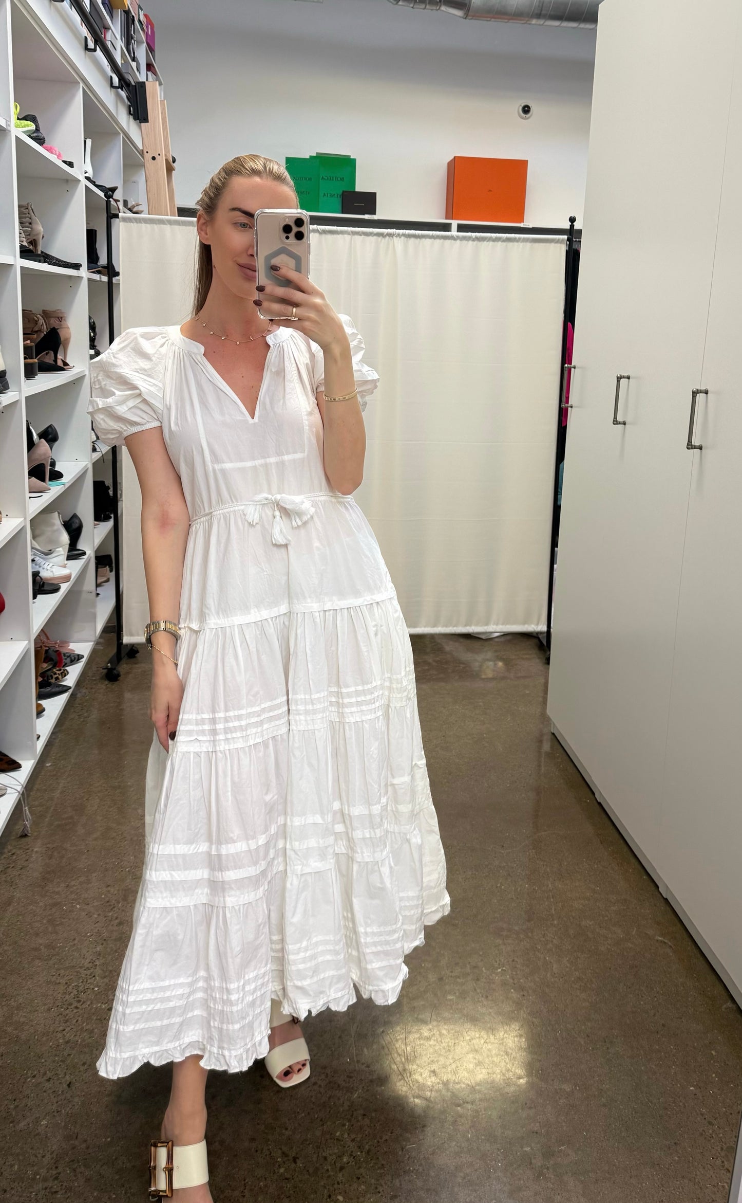 Ulla Johnson - White Puff-sleeve midi dress