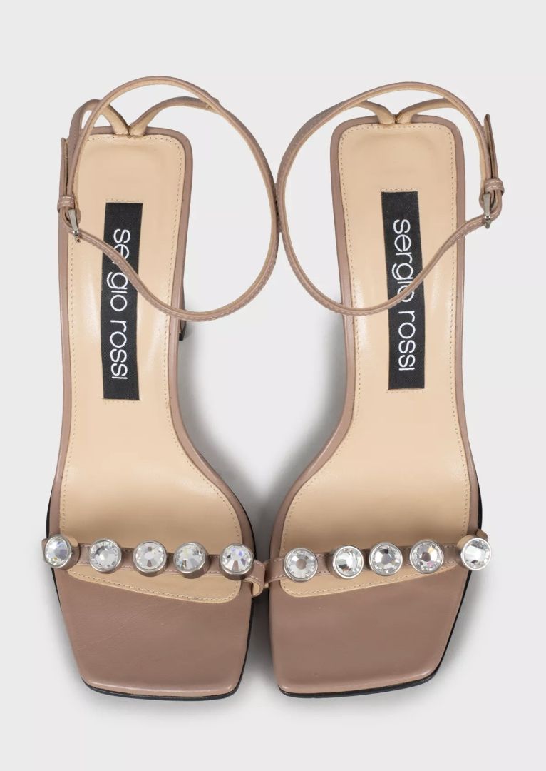 Sergio Rossi Square Toe Embellished Heels