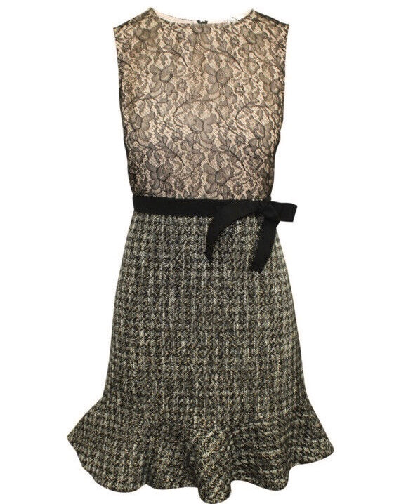 Red Valentino Tweed and Lace Dress