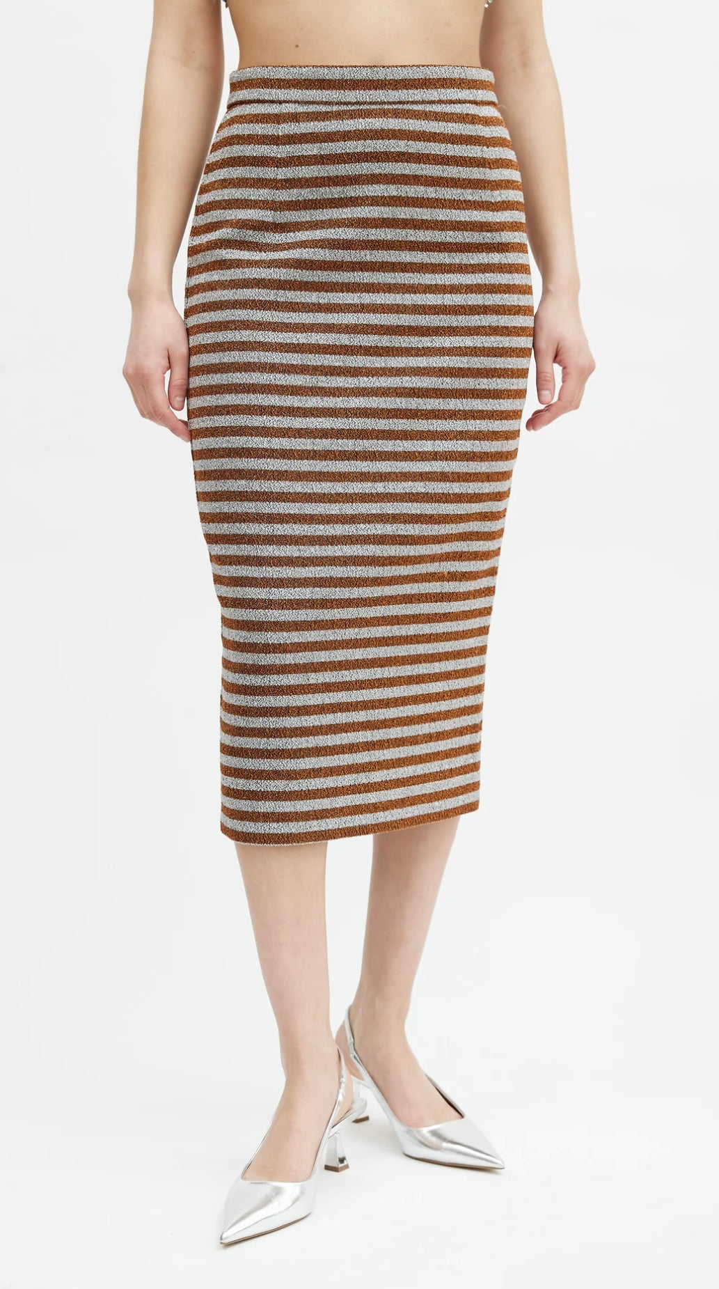 SMYTHE - Gold/Silver Metallic Pencil Skirt